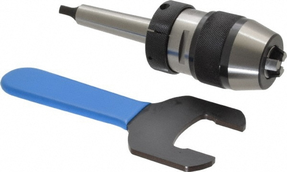 Accupro SPS130200 Drill Chuck: 1/32 to 1/2" Capacity, Integral Shank Mount, 2MT