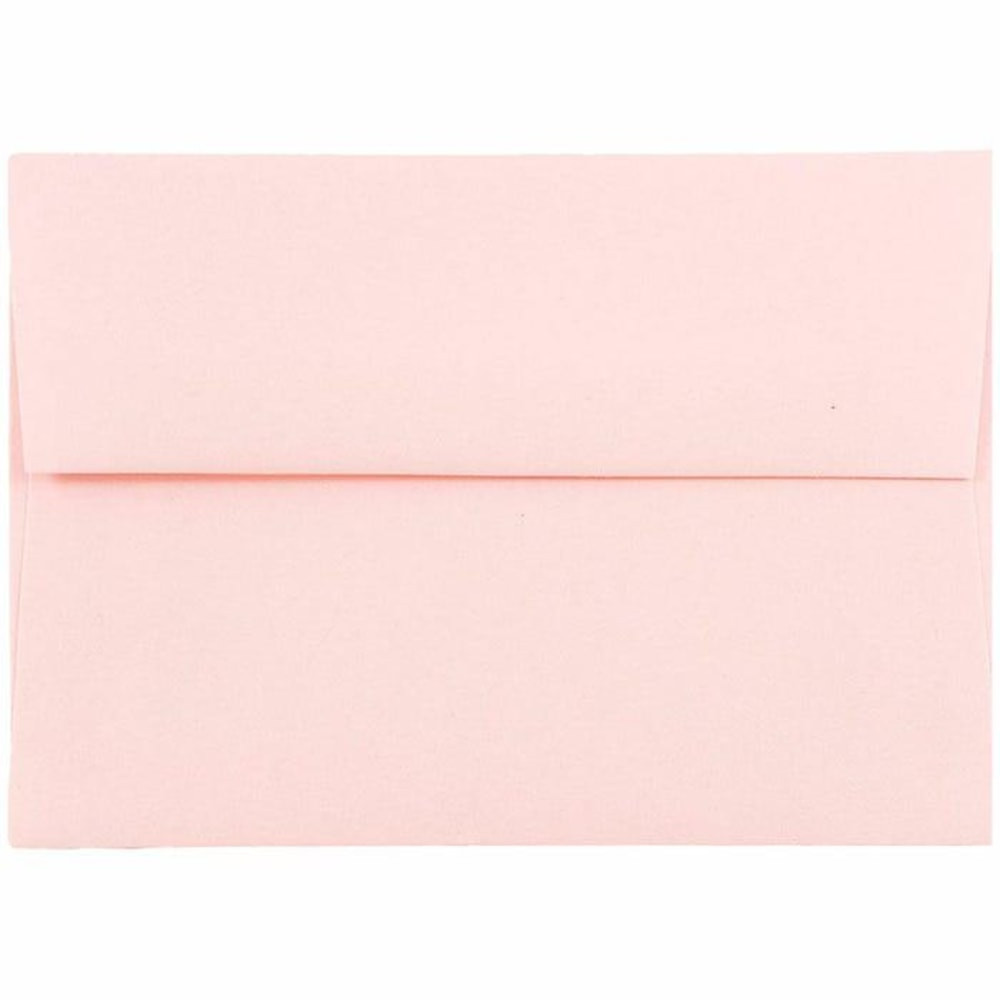 JAM PAPER AND ENVELOPE JAM Paper 155621  Booklet Envelopes, #4 Bar (A1), Gummed Seal, Light Baby Pink, Pack Of 25