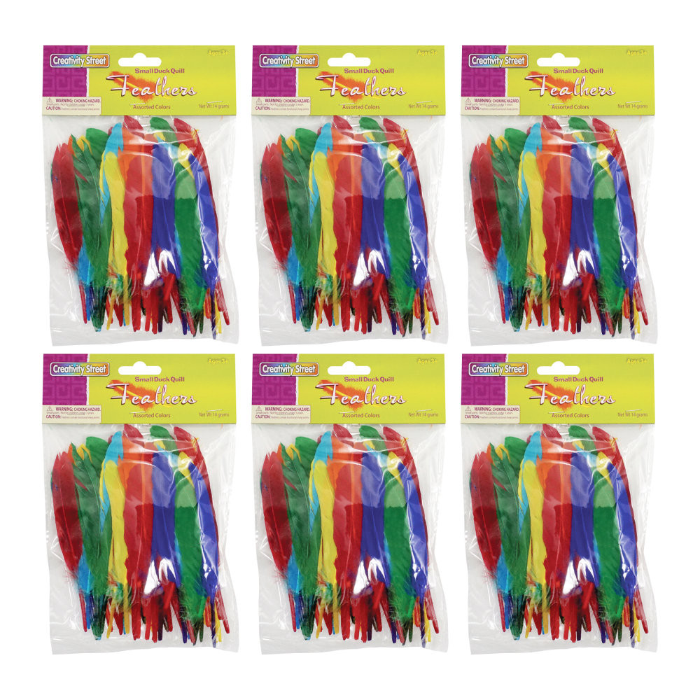 EDUCATORS RESOURCE Creativity Street CK-4505-6  Duck Quills, Assorted Colors, 14 Grams Per Pack, Set Of 6 Packs