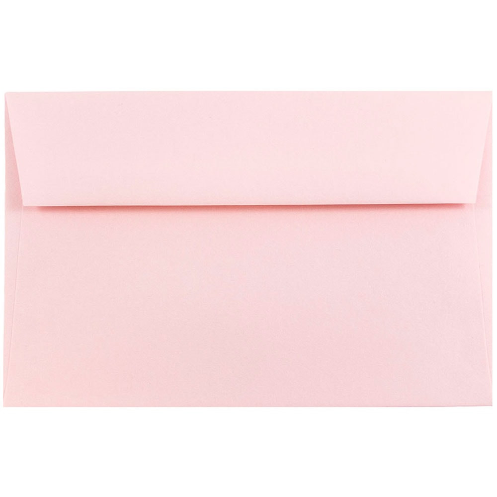 JAM PAPER AND ENVELOPE JAM Paper 155698  Booklet Invitation Envelopes, A9, Gummed Seal, Light Baby Pink, Pack Of 25