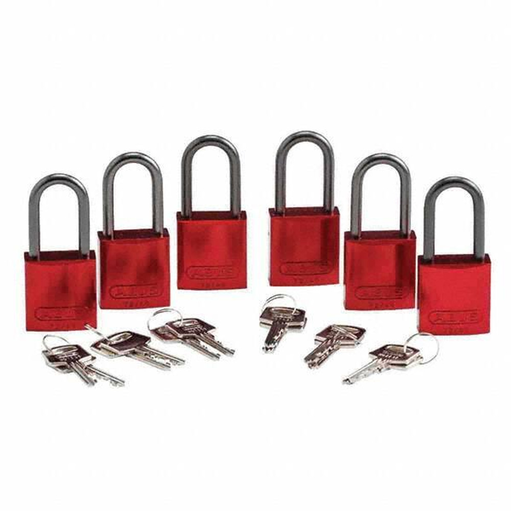 Brady 51370 Lockout Padlock: Keyed Different, Aluminum, Aluminum Shackle, Red
