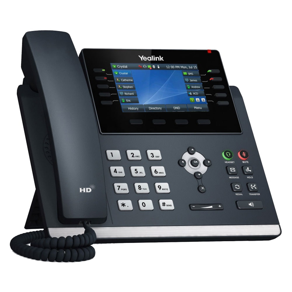 Equip your office with the Yealink Unified Firmware Enhanced SIP Phone. This office phone has a backlit color display for readability in low-light conditions, and its equipped with Bluetooth and Wi-Fi technology for wireless connectivity. The Yealink phone is wall-mountable for easy access.  Dynamic 4.3in color display has a backlight for readability.  Bluetooth phone technology and Wi-Fi allow for wireless connectivity.  Dual USB and Gigabit Ethernet ports.  Dual firmware images.  PoE, USB headset and EHS support.  USB recording.  Supports color-screen expansion modules and up to 16 SIP accounts.  T42U/T43U/T46U/T48U Auto-P template and firmware unified.  Wall mountable for convenient access.  Backed by the manufacturers 1-year limited warranty.