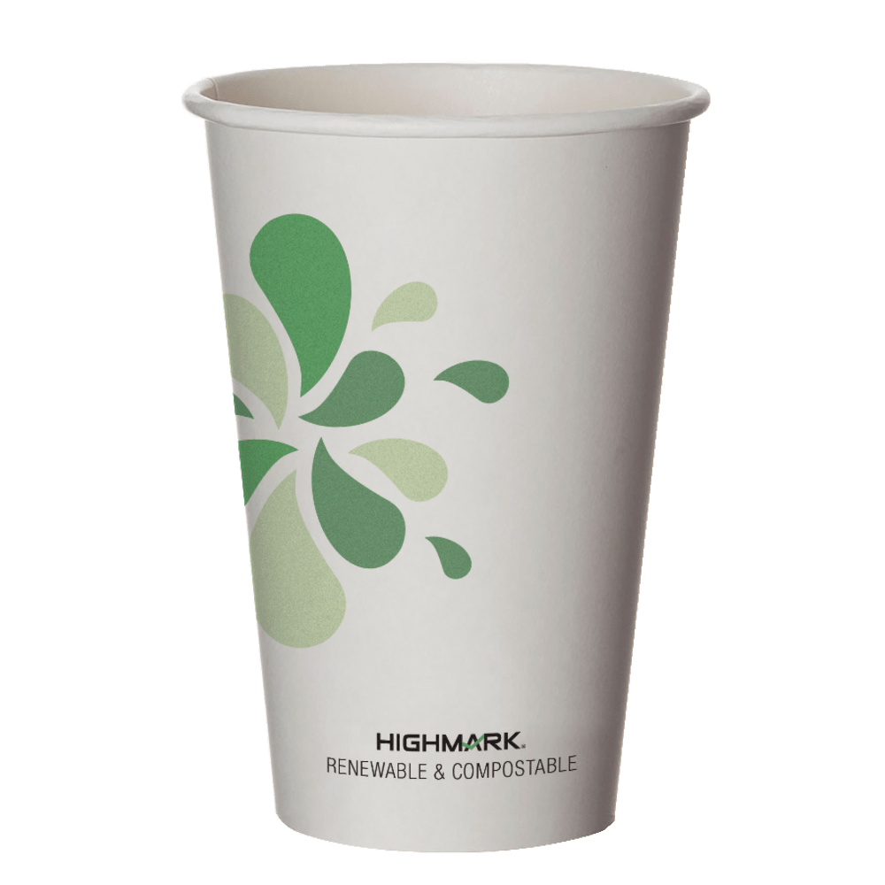 OFFICE DEPOT EP-BHC16-Z04967PK Highmark Compostable Hot Drink Cups, 16 Oz, White/Green/Black, Pack Of 50