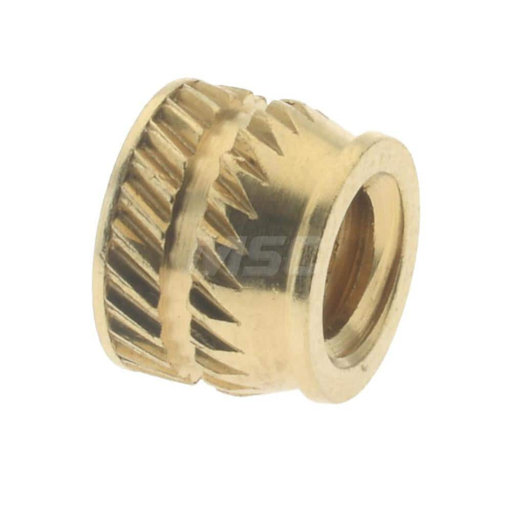 E-Z LOK TH-124-SV #10-24, 0.267" Small to 0.277" Large End Hole Diam, Brass Single Vane Tapered Hole Threaded Insert