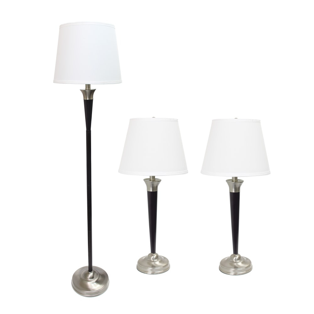 ALL THE RAGES INC Lalia Home LHS-1006-ML  Sonoma Metal Lamp Set, White/Malbec Black/Brushed Nickel, Set Of 3 Lamps