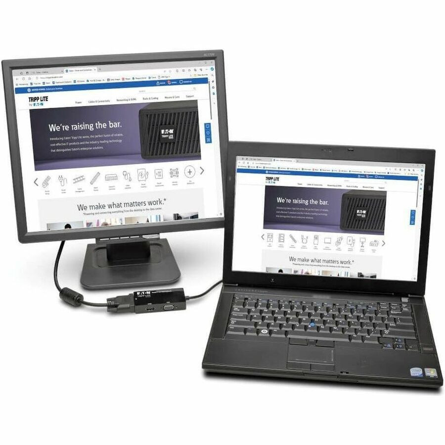 Tripp Lite by Eaton P137-06N-HDV-4K Tripp Lite by Eaton Keyspan Mini DisplayPort to VGA/DVI/HDMI All-in-One Video Converter Adapter, 4K 30Hz HDMI, DP1.2, Black, 6-in. (15.24 cm)