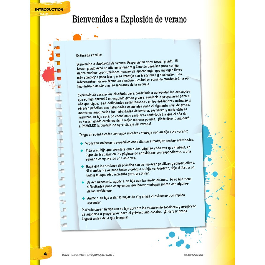 Shell Education 86128 Shell Education Summer Blast Spanish Workbook Printed Book