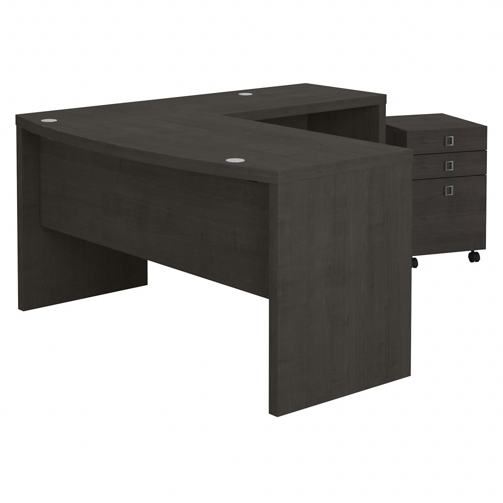 BUSH INDUSTRIES INC. Bush Business Furniture ECH007CM  Echo L Shaped Bow Front Desk with Mobile File Cabinet, Charcoal Maple, Standard Delivery