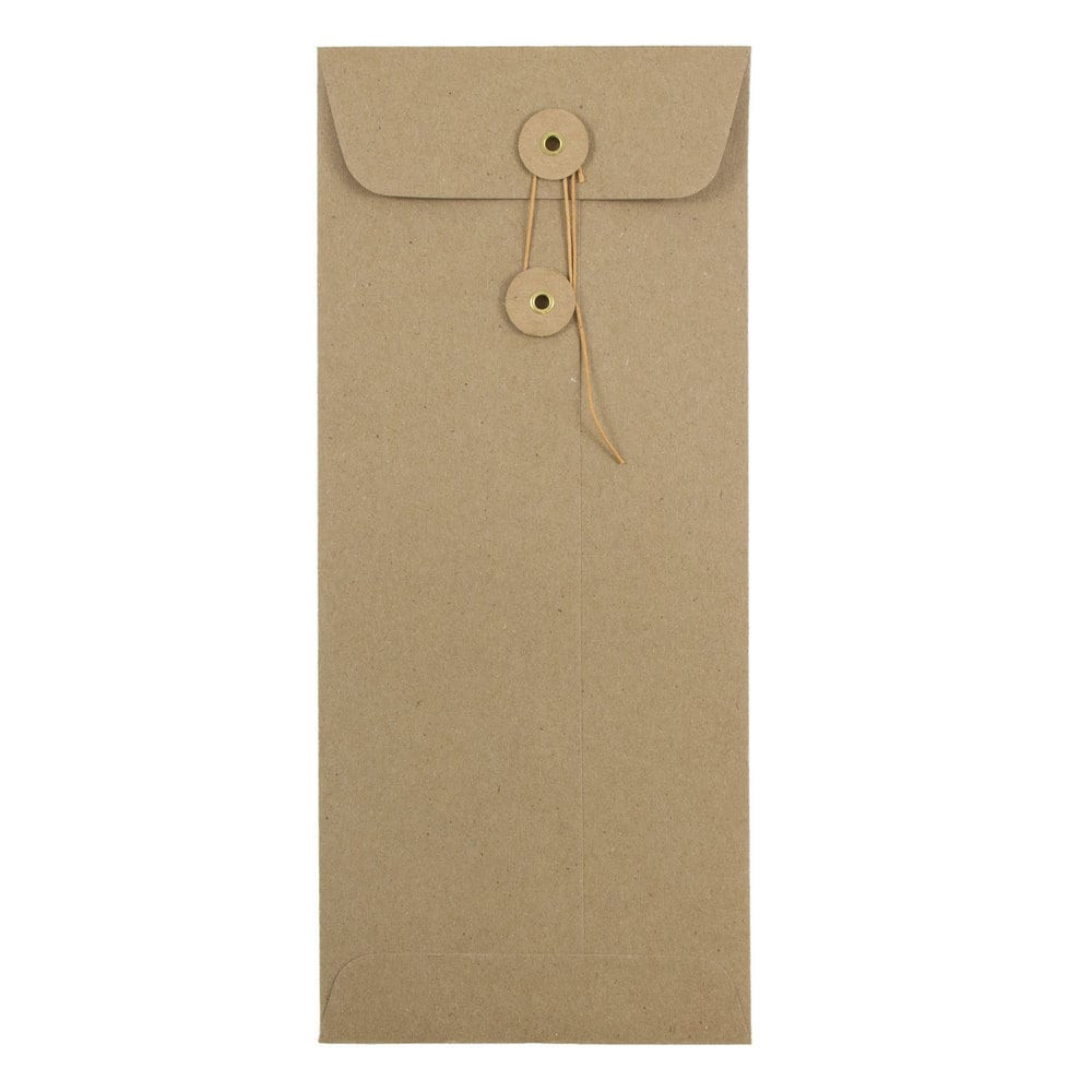 JAM PAPER AND ENVELOPE JAM Paper 41266941  Policy #10 Envelopes, Button & String Closure, 100% Recycled, Brown, Pack Of 25