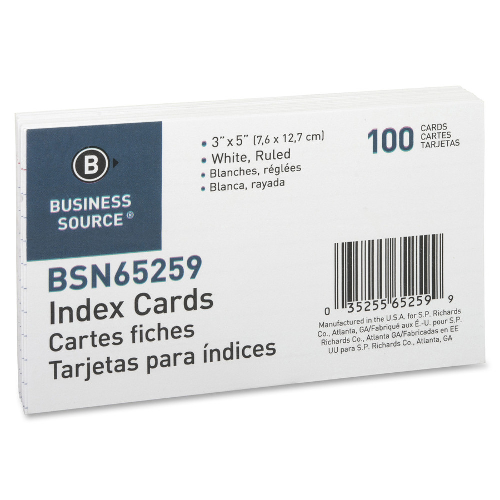 Business Source 65259BX Business Source Ruled Index Cards