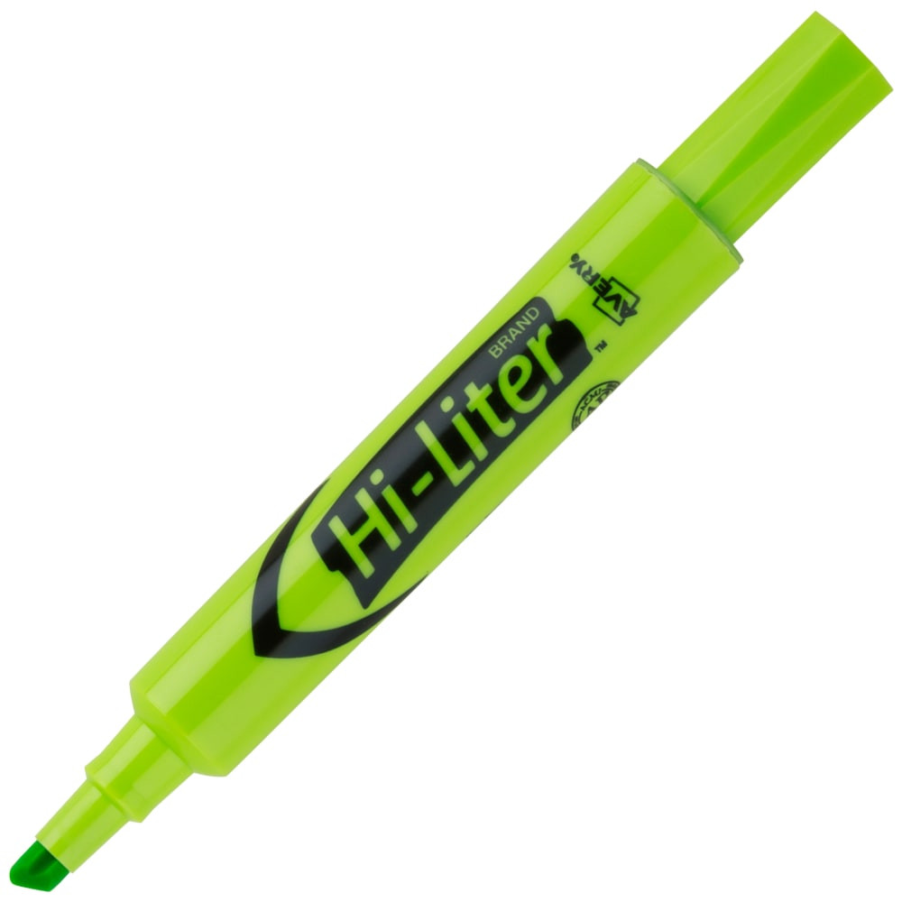 AVERY PRODUCTS CORPORATION 24020 Avery Hi-Liter Highlighters, SmearSafe, Chisel Tip, Desk-Style, Fluorescent Green, Box Of 12