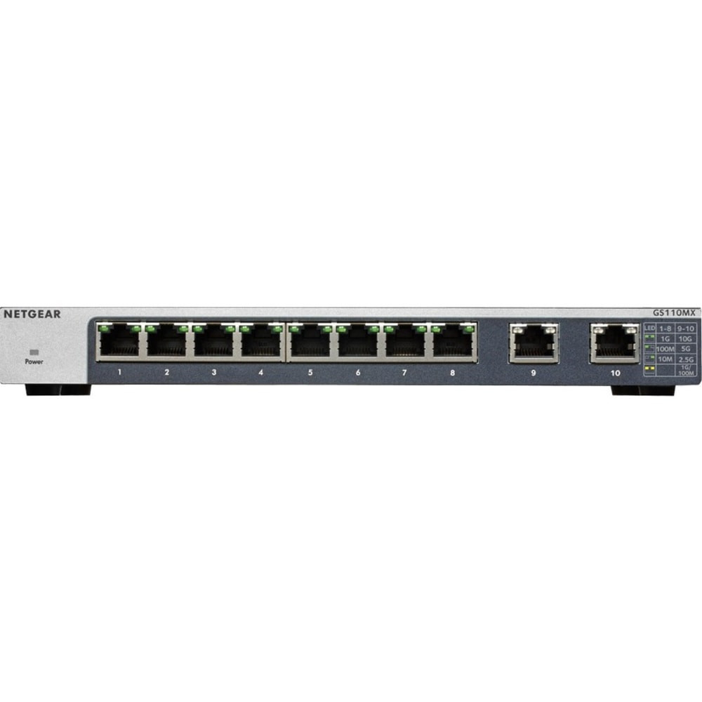 NETGEAR INC. Netgear GS110MX-100NAS  GS110MX Ethernet Switch - 8 Ports - 2 Layer Supported - Twisted Pair - Rack-mountable, Wall Mountable, Desktop - Lifetime Limited Warranty