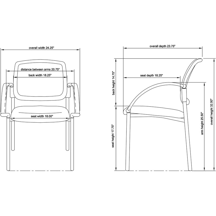 Lorell 60462 Lorell Mobile Mesh Back Guest Chair with Arms