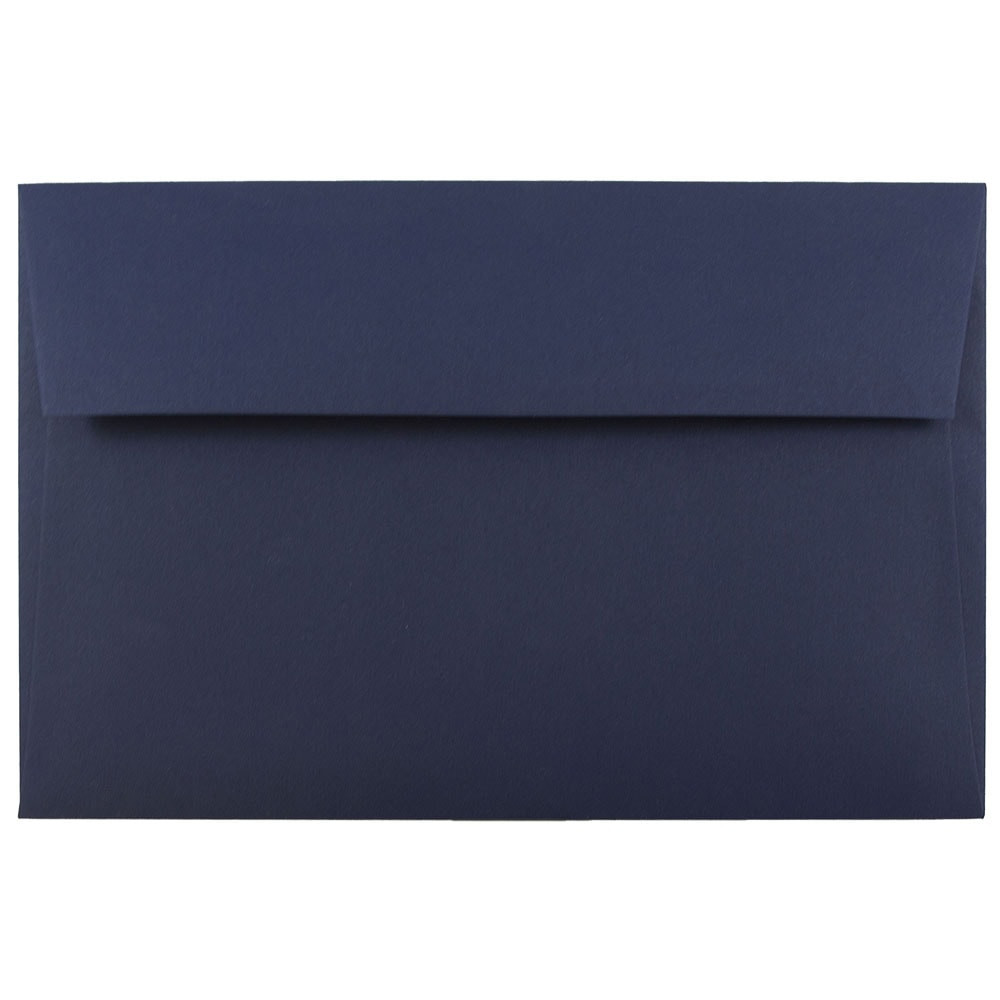 JAM PAPER AND ENVELOPE JAM Paper LEBA867  Booklet Invitation Envelopes, A10, Gummed Seal, Navy Blue, Pack Of 25