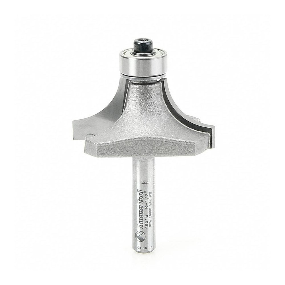 Amana Tool 49516 1-1/2" Diam, 3/4" LOC, 2 Flute Carbide-Tipped Edge Profile Round-Over Router Bit