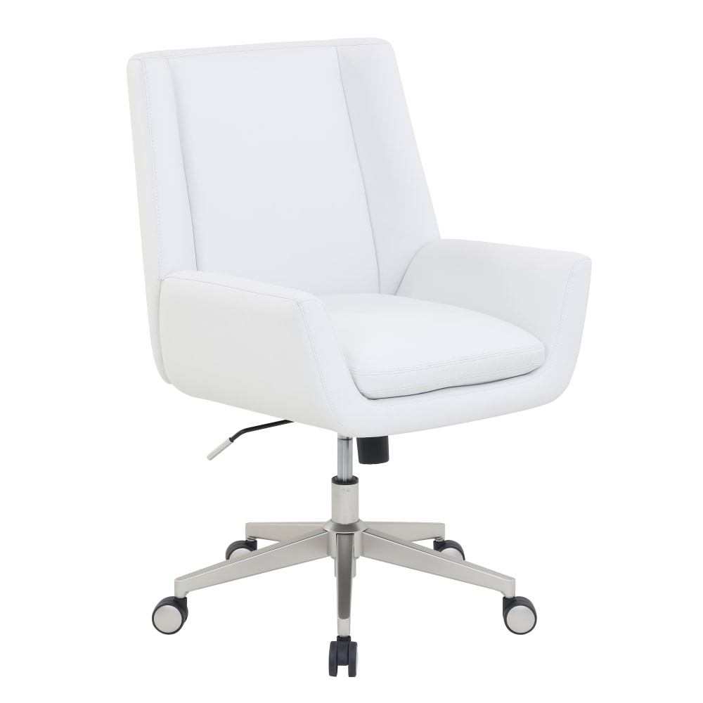 OFFICE DEPOT 51461 Serta SitTrue Montair Faux Leather Mid-Back Manager Chair, White