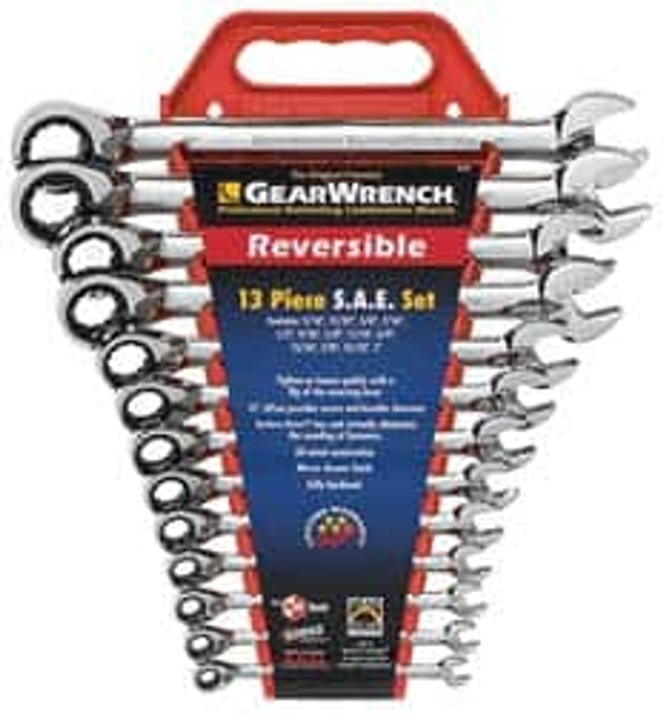 GEARWRENCH 9509N Combination Wrench Set: 13 Pc, 1" 13/16" 15/16" & 7/8" Wrench, Inch