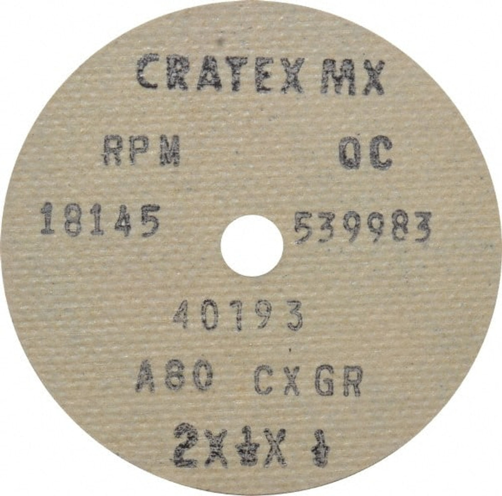 Cratex 40193 Fiber Disc: 2" Disc Dia, 1/4" Hole, 80 Grit, Aluminum Oxide