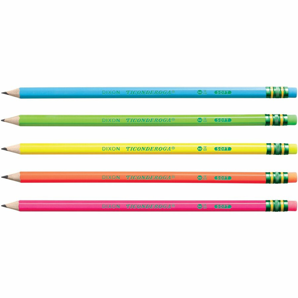 Dixon Ticonderoga Company Ticonderoga X13018 Ticonderoga Neon Pre-Sharpened No. 2 Pencils