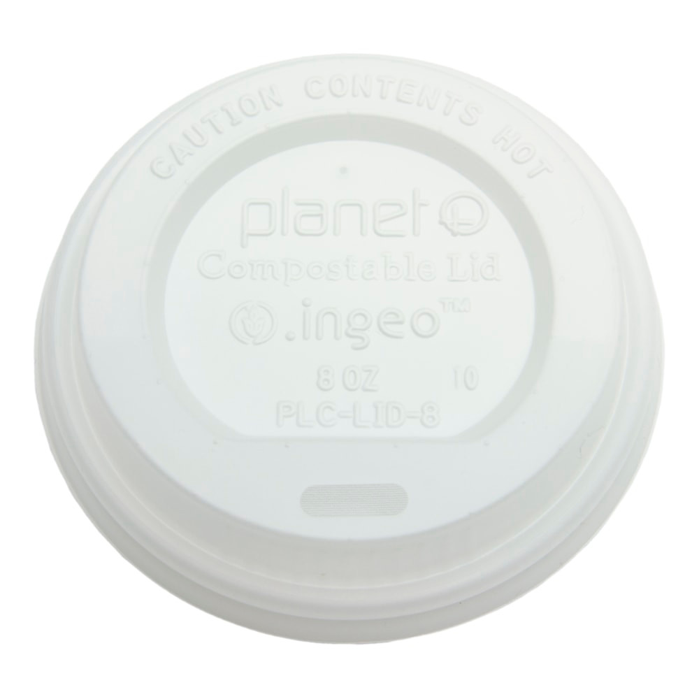 ASEAN CORPORATION PLC-LID-8 Planet+ Compostable Hot Cup Lids, 8 Oz, White, Pack Of 1000 Lids