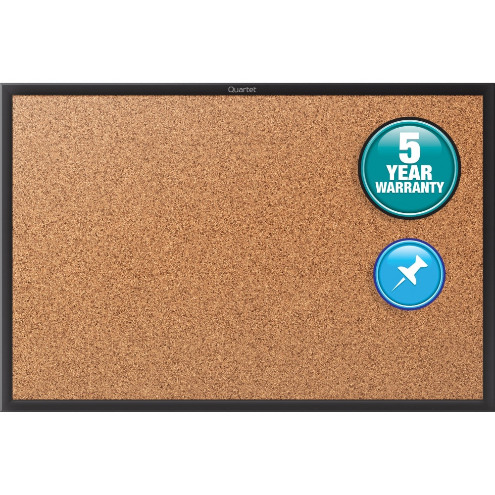 ACCO BRANDS USA, LLC Quartet 2303B  Classic Cork Bulletin Board, 24in x 36in, Aluminum Frame With Black Finish