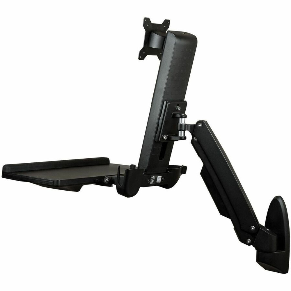 StarTech.com WALLSTS1 StarTech.com Wall Mount Workstation, Full Motion Standing Desk, Ergonomic Height Adjustable Monitor & Keyboard Tray Arm, For VESA Display