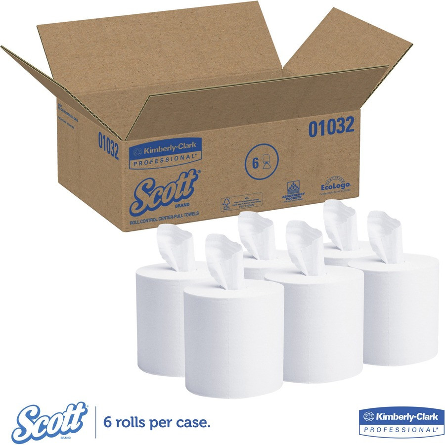 Kimberly-Clark Corporation Scott 01032 Scott Essential Roll Center Pull Towels with Fast-Drying Absorbency Pockets