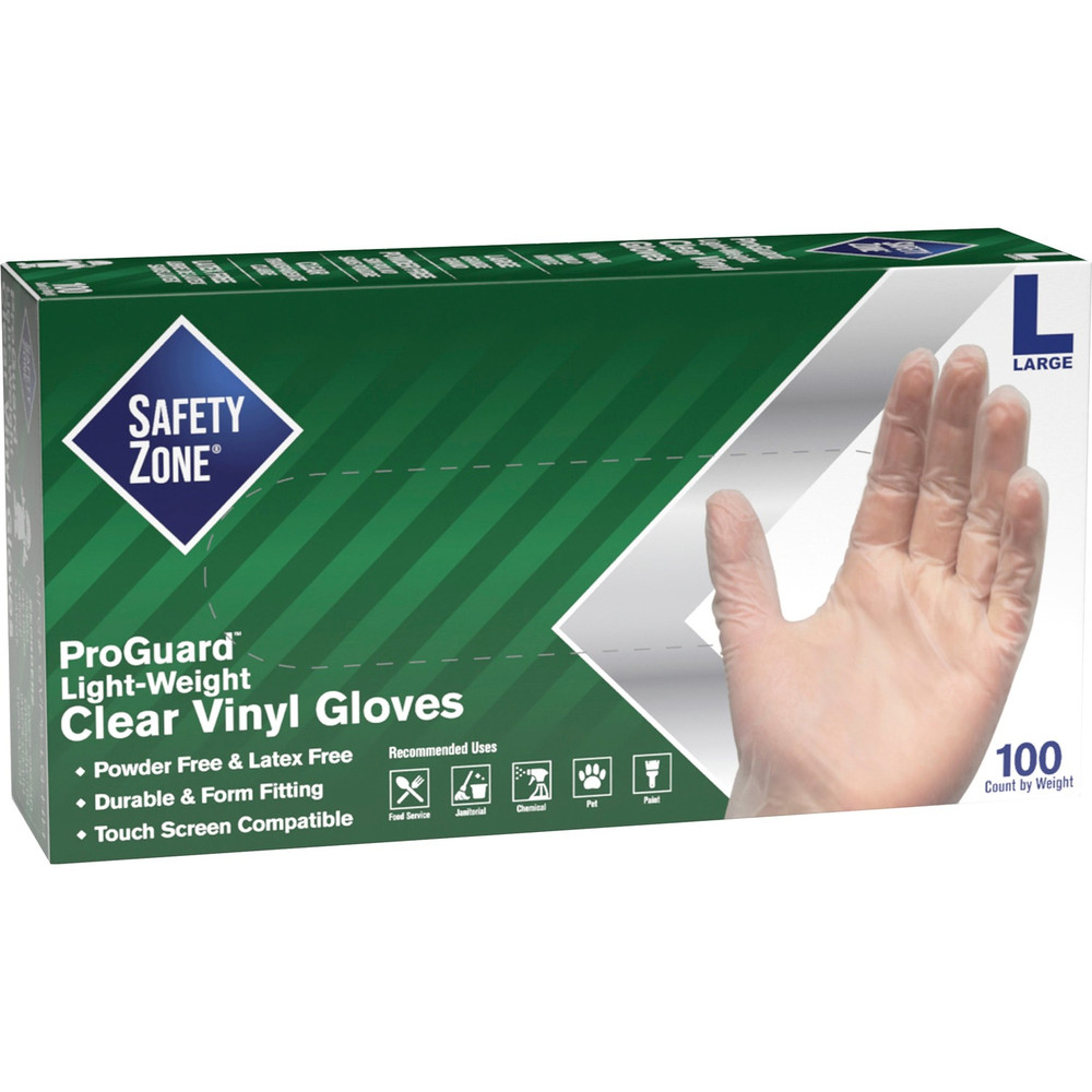 The Safety Zone Safety Zone GVP9-LG-HH Safety Zone Powder Free Clear Vinyl Gloves