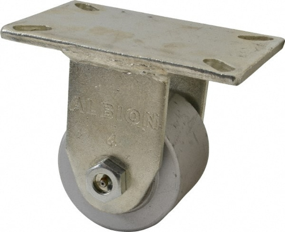 Albion 90CA04501R Rigid Top Plate Caster: Cast Iron, 4" Wheel Dia, 3" Wheel Width, 2,000 lb Capacity, 6" OAH