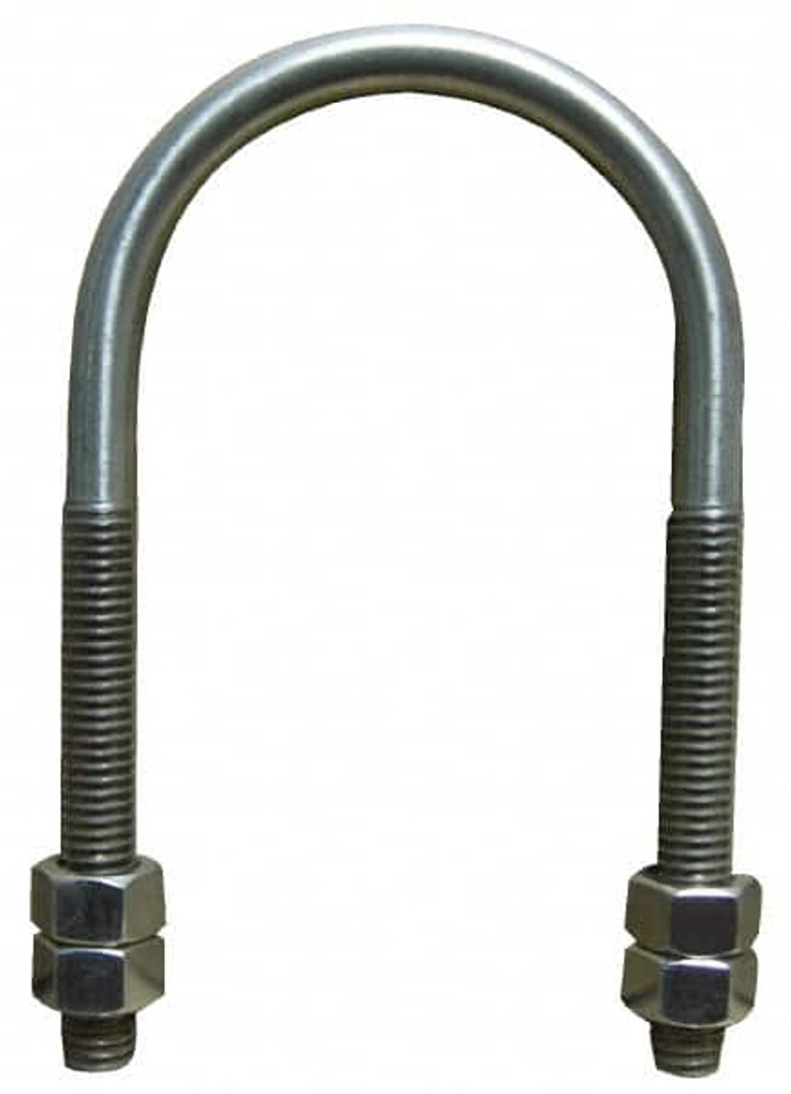 Empire 137SS1000 Round U-Bolt: Without Mount Plate, 3/4-10 UNC, 4" Thread Length, for 10" Pipe, Stainless Steel