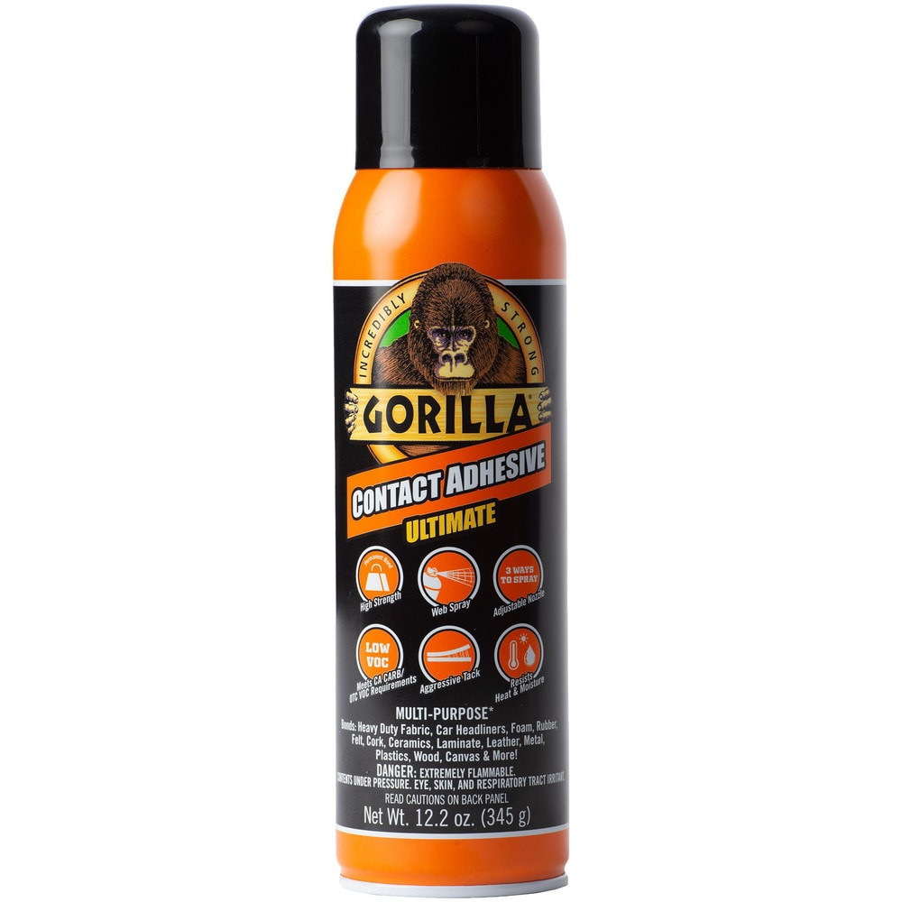 Gorilla Glue 109852 Spray Adhesives; Form: Liquid ; Container Size: 12.2 oz ; Net Fill (fl.oz.): 12.20 ; Container Type: Aerosol Can ; Working Time: 5min ; Series: Contact Adhesive