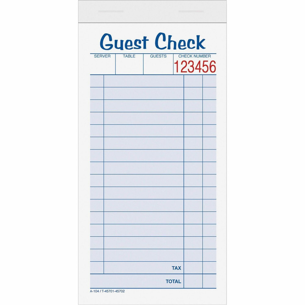 TOPS Products TOPS 45702 TOPS 2-part Carbonless Guest Check Books