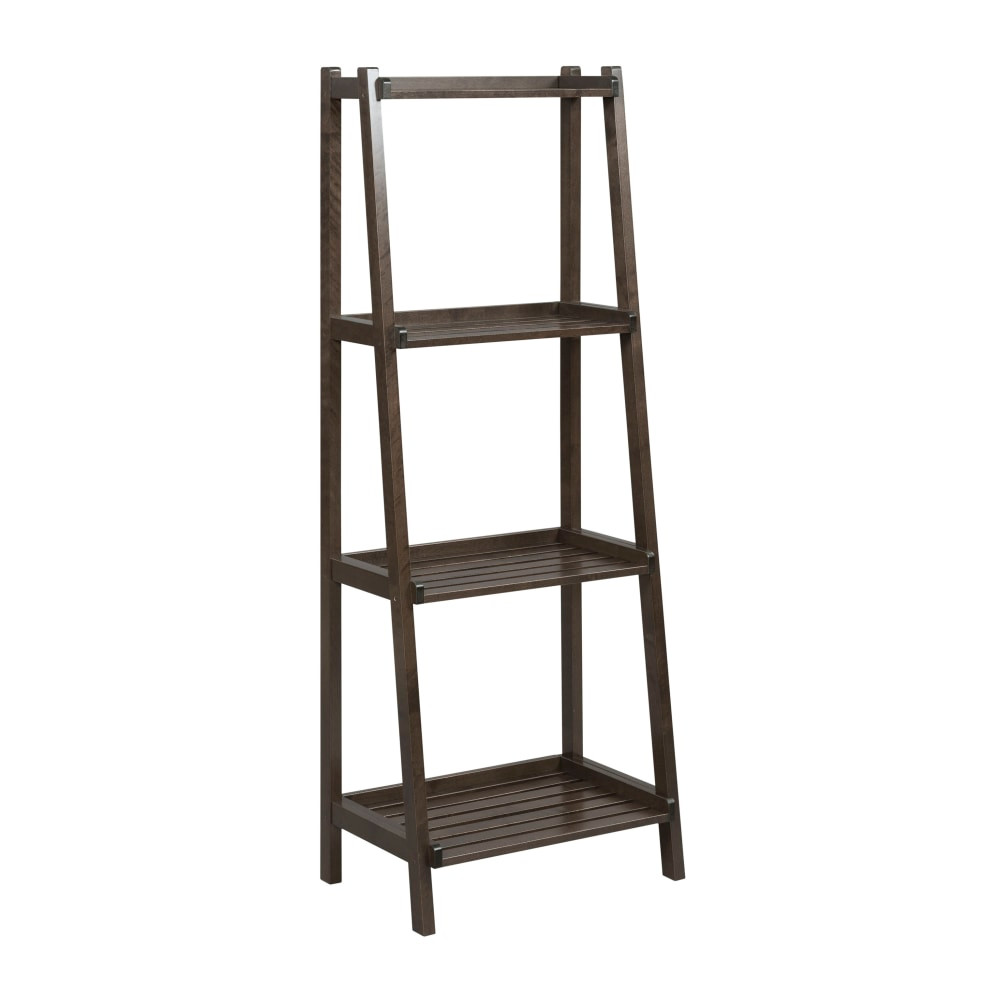 NEW RIDGE, LLC 2025-ESP New Ridge Home Goods Dunnsville 60inH 4-Tier Leaning Ladder Bookcase, Espresso