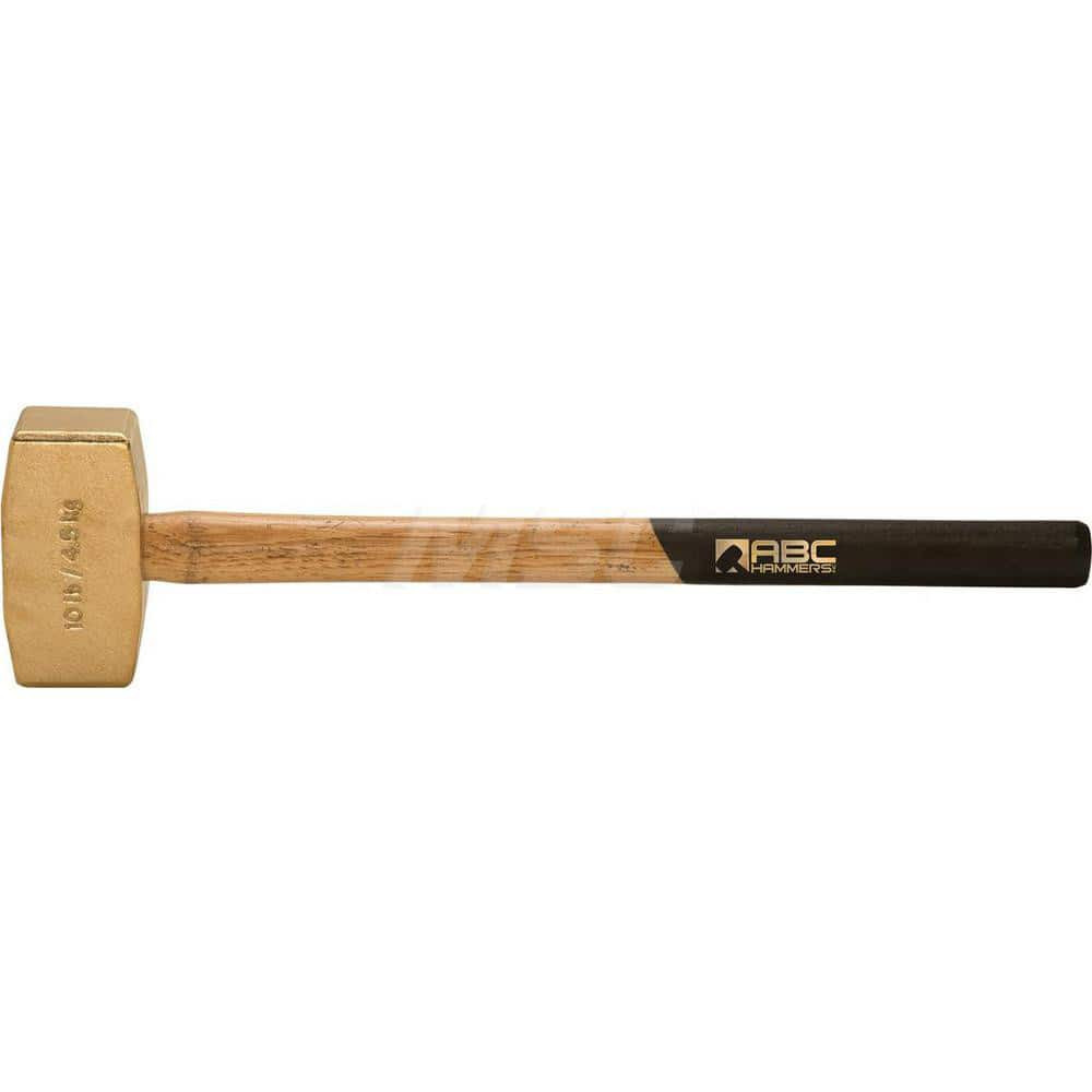 ABC Hammers 10.5 lb Brass Sledge Hammer, Non-Sparking, Non-Marring 2 1/2 Face Diam, 5-3/4 Head Length, 24 OAL, 21 Wood Handle, Double Faced ABC10BWS