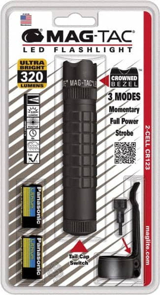 Mag-Lite SG2LRA6 Handheld Flashlight: LED, 17 hr Max Run Time, CR123A battery