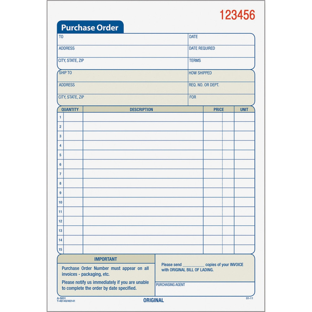 TOPS Products TOPS 46140 TOPS Carbonless 2-Part Purchase Order Books