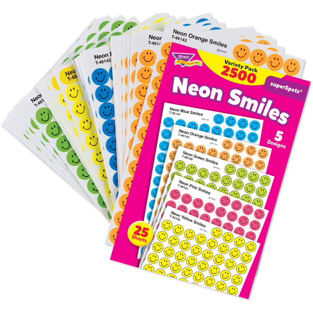 TREND Enterprises Inc. Trend T1942 Trend superSpots Neon Smiles Stickers Variety Pack TREND Enterprises Inc. Trend T1942 Trend superSpots Neon Smiles Stickers Variety Pack
