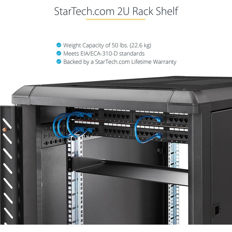 StarTech.com CABSHELF22 StarTech.com 2U Server Rack Cabinet Shelf - Fixed 22" Deep Cantilever Rackmount Tray for 19" Data/AV/Network Enclosure w/cage nuts, screws