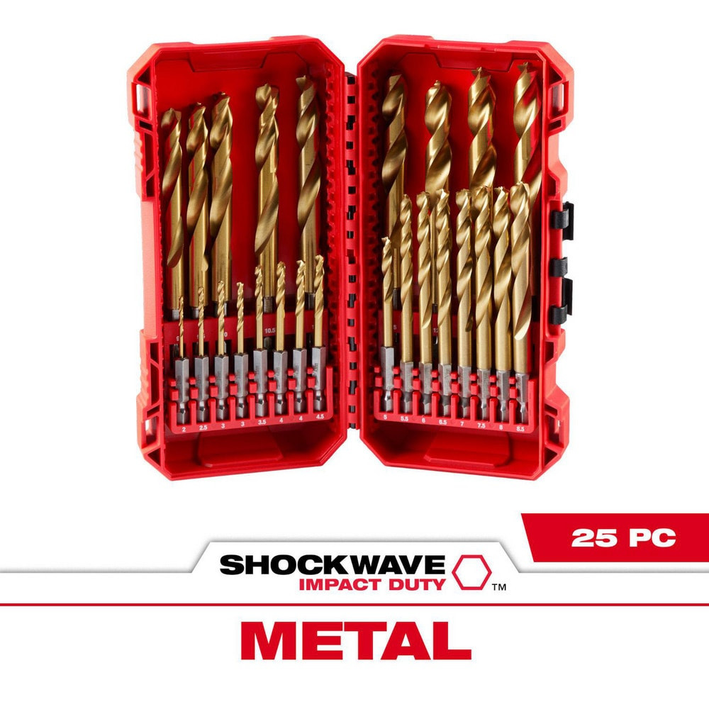 Milwaukee Tool 48-89-4861 Drill Bit Sets; Drill Bit Set Type: Hex Shank Drill Bits ; Tool Material: Titanium ; Shank Type: Hex; Straight ; Coating/Finish: (TiN) ; Point Type: Standard; Straight