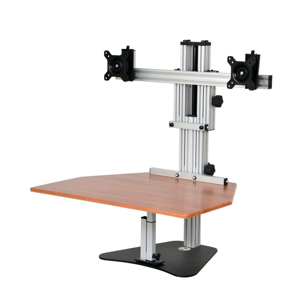 ERGO DESKTOP LLC ED-KE-CHE-FA Ergo Desktop Kangaroo Elite Height-Adjustable Dual-Monitor Desk, Cherry