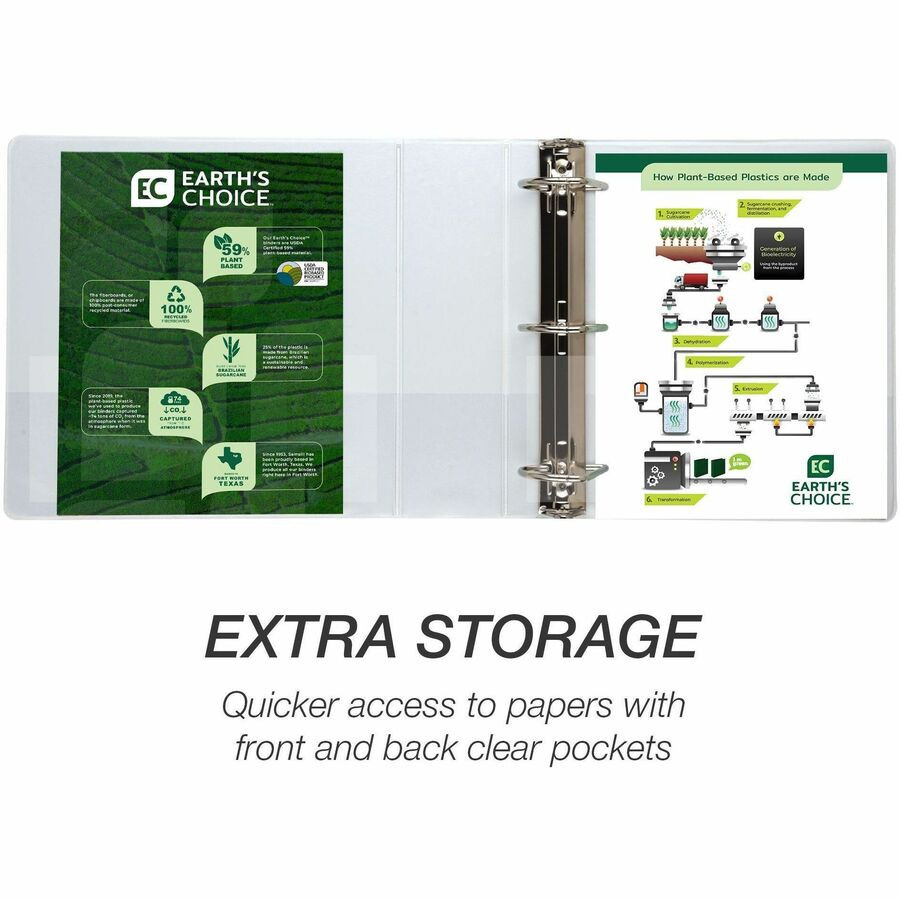 Samsill Corporation Samsill 16987 Samsill Earth's Choice Plant-Based 3 Inch 3 Ring View Binder - White