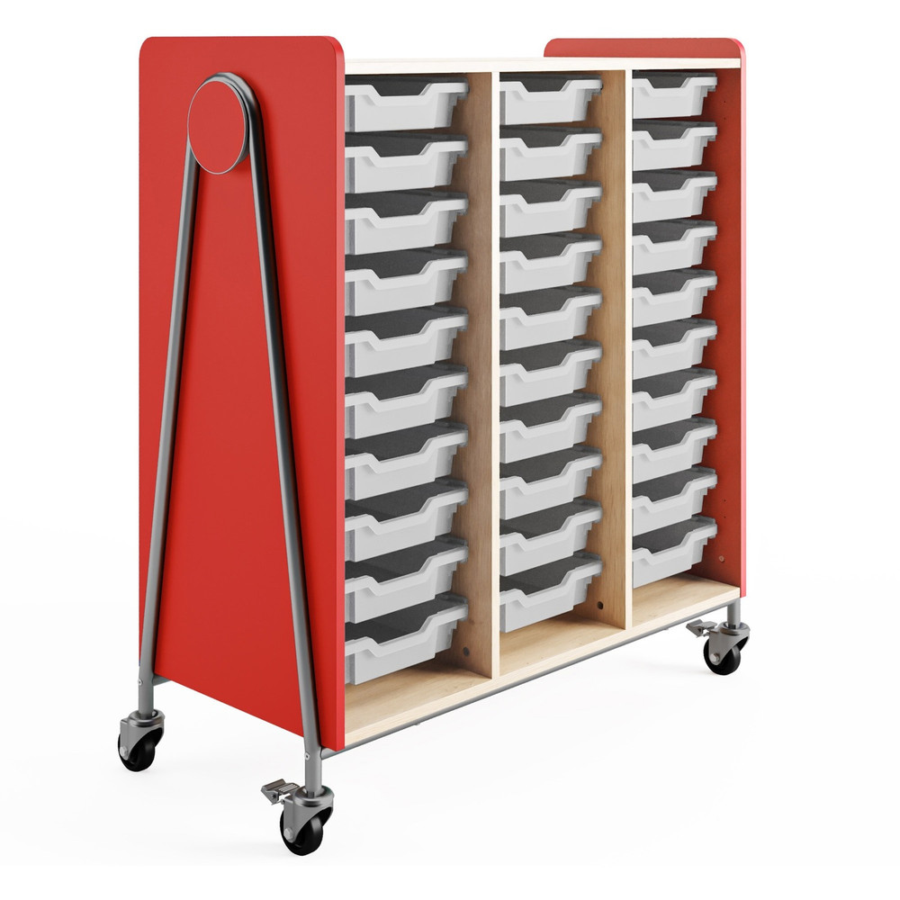 Safco Products Safco 3930RED Safco Whiffle Typical Triple Rolling Storage Cart