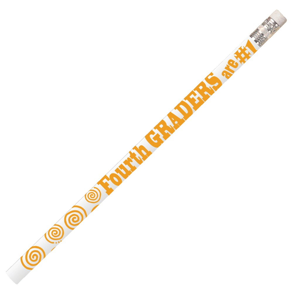 Musgrave Pencil Co. Inc. MUS2207D-12 Musgrave Pencil Co. Motivational Pencils, 2.11 mm, #2 Lead, 4th Graders Are #1, Yellow/White, Pack Of 144