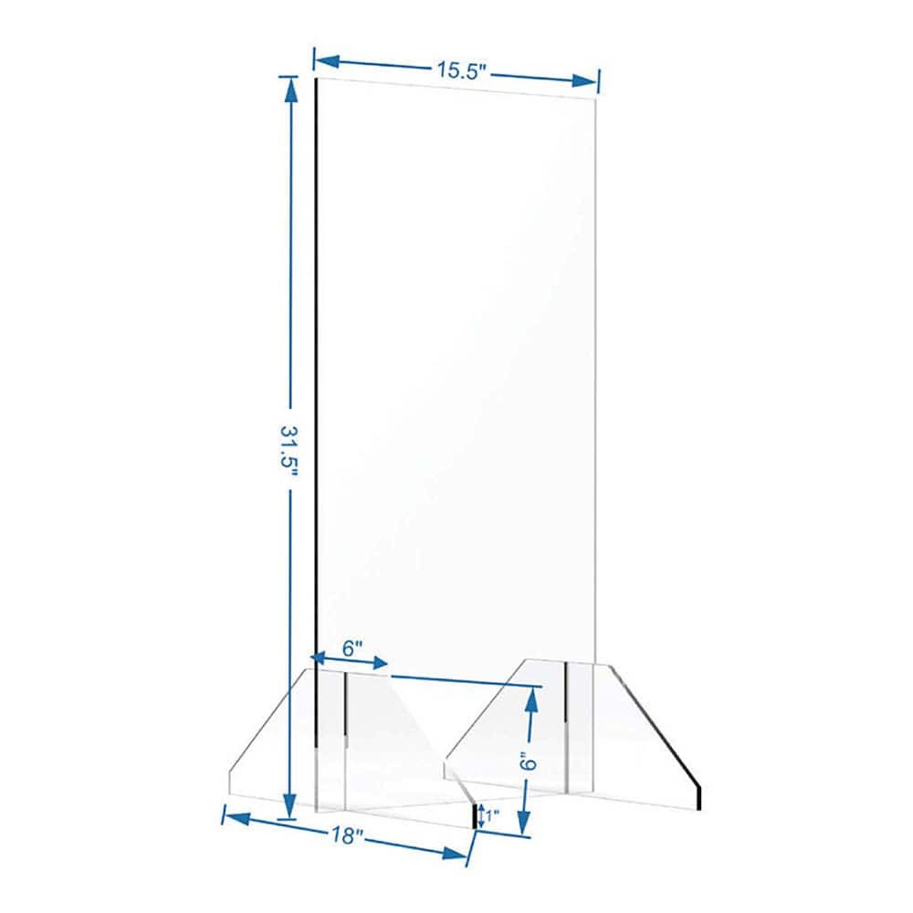 Ability One Protection Screen Partition: 15-1/2" OAW, 31-1/2" OAH, Acrylic & Plastic, Clear APB-0001-S