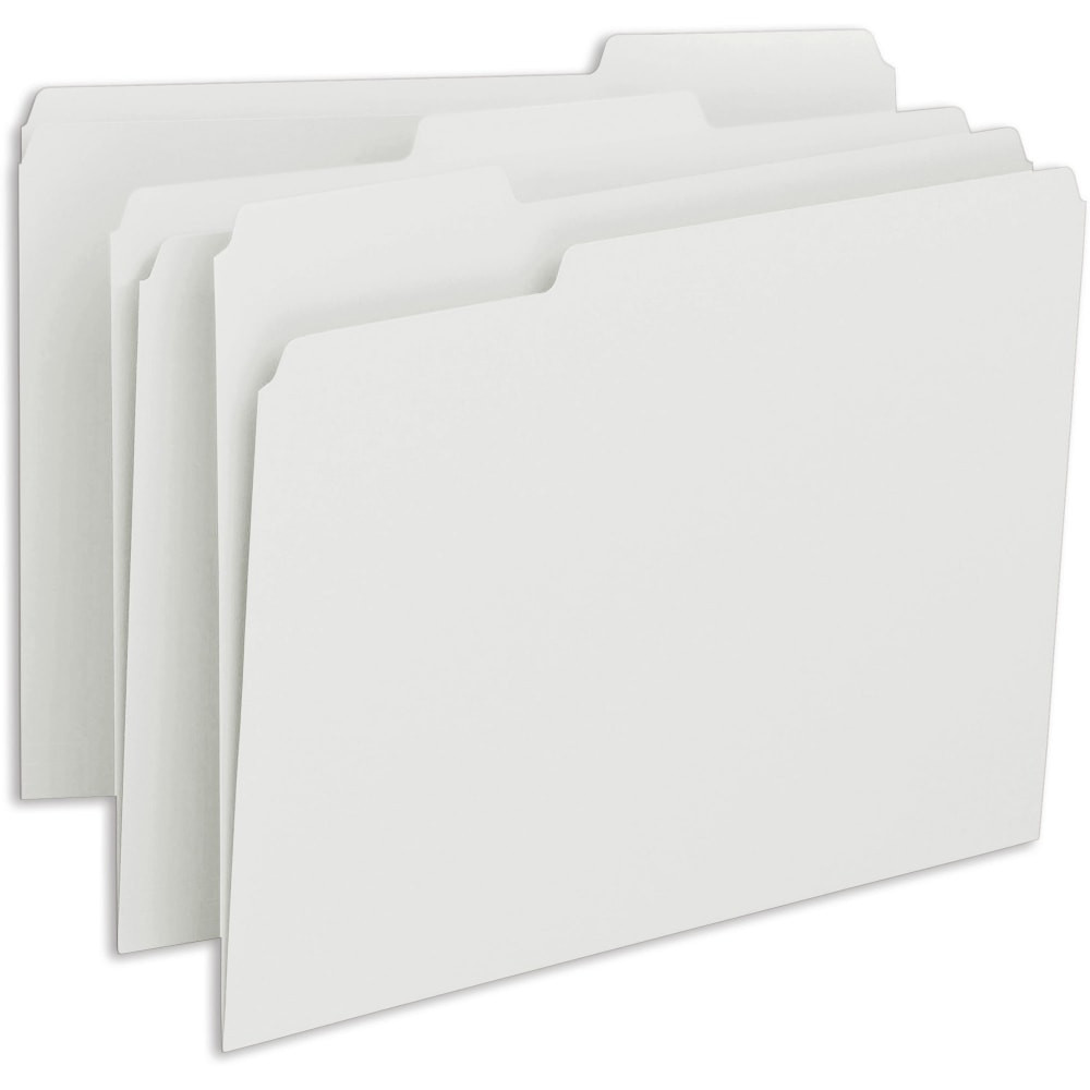 SMEAD MFG CO 12843 Smead Colored 1/3 Tab Cut Letter Recycled Top Tab File Folder - 8 1/2in x 11in - Top Tab Location - Assorted Position Tab Position - White - 10% - 100 / Box
