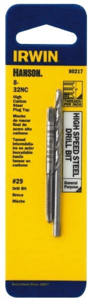 Irwin 80217 Tap & Drill Set: #8-32 Taps, #29 Drills