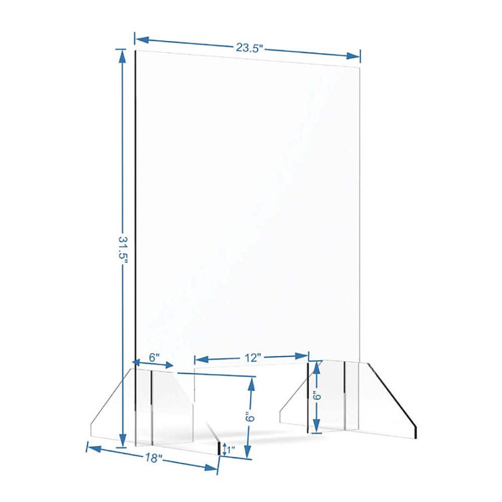 Ability One Protection Screen Partition: 23-1/2" OAW, 31-1/2" OAH, Acrylic & Plastic, Clear APB-0001-M