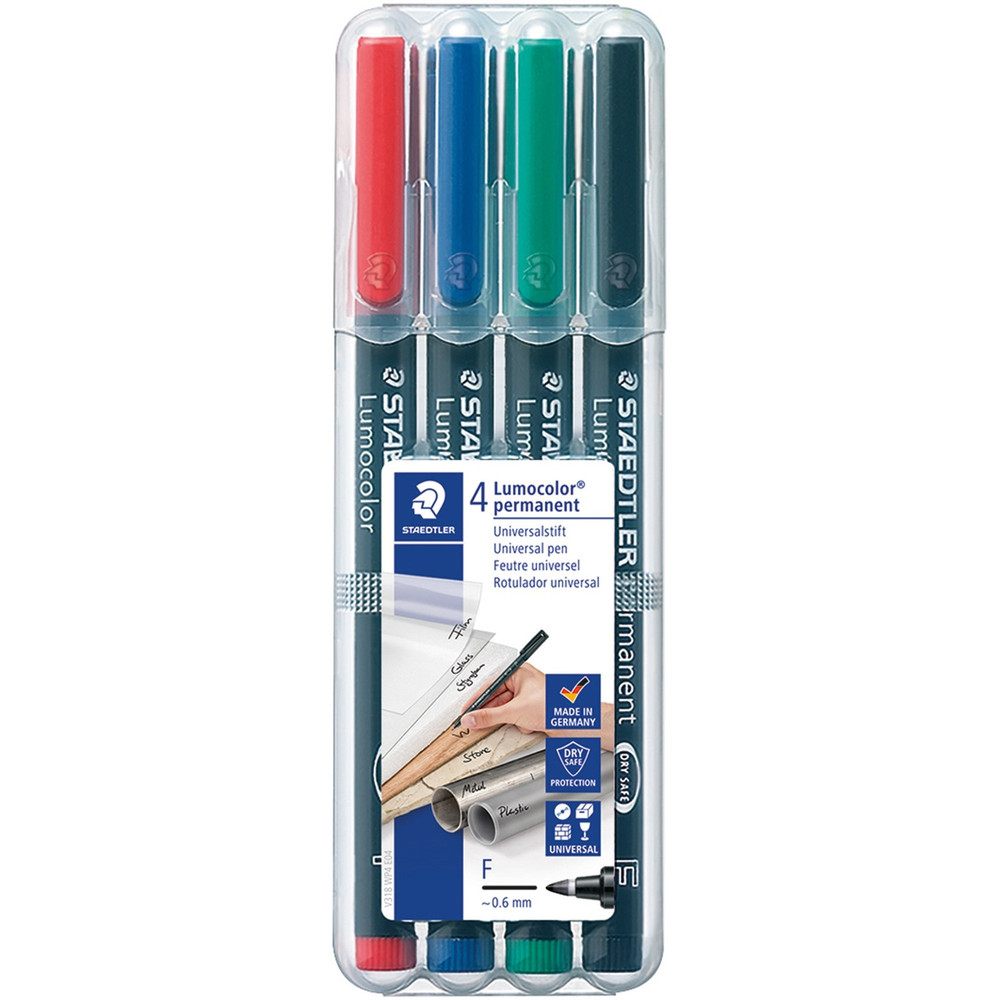 Staedtler Inc. Lumocolor 318 WP4 Lumocolor Quick-drying Fine Point Permanent Markers