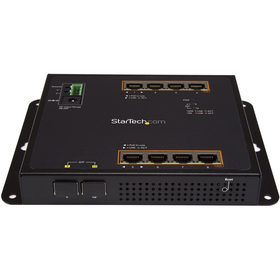 StarTech.com IES101GP2SFW StarTech.com Industrial 8 Port Gigabit PoE+ Switch w/2 SFP MSA Slots 30W Layer/L2 Switch Managed Ethernet Network Switch IP-30/-40C to 75C