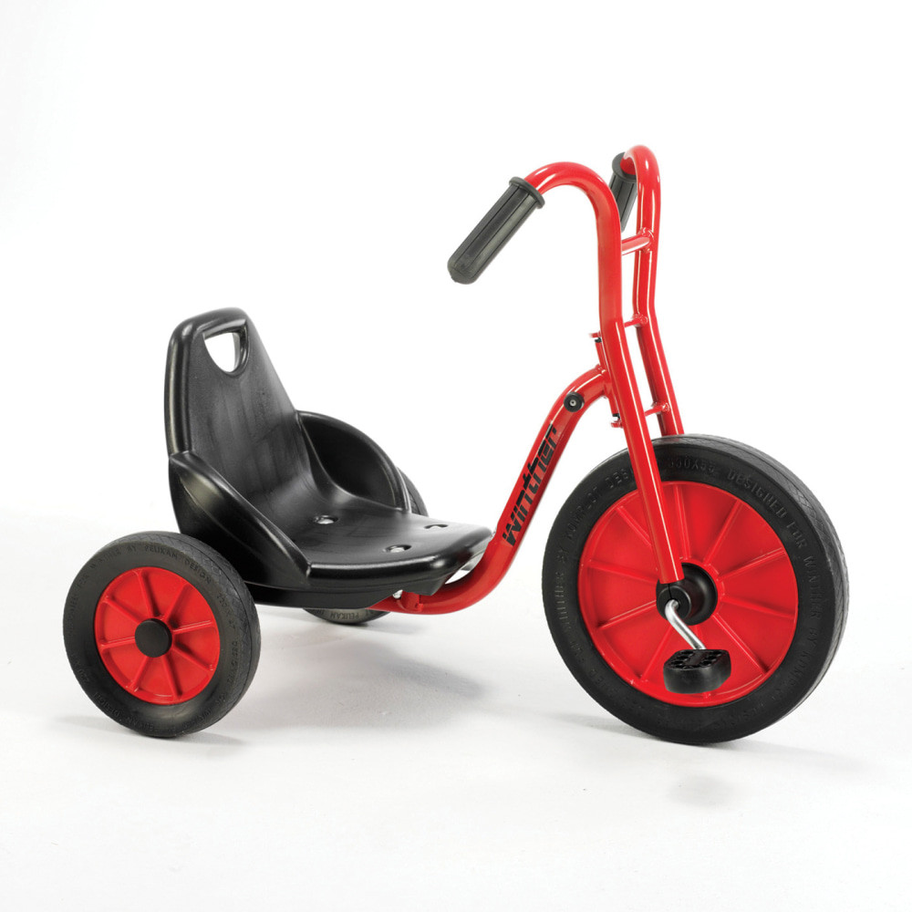 This exciting 3-wheel vehicle lets kids ride in style  Large front wheels rolls along easily and helps kids build up momentum for fast-paced fun.  Low seat offers a cool look and comfortable riding.  Harley-type handlebar makes steering simple.